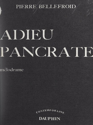 cover image of Adieu Pancrate